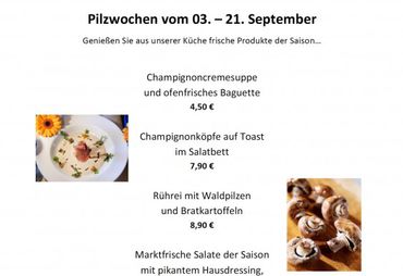 Bild zur News: Café-Restaurant Aufwind: Pilzwochen vom 3.-21. September
