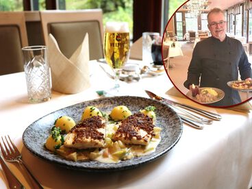 Ansprechend angerichtetes Gericht serviert von Koch Thomas Fritz 