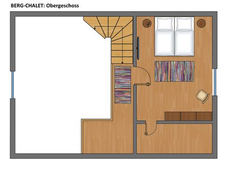 Bunter Grundriss des Berg-Chalets