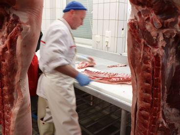 Die Auszubildende lernen in Göbel's Azubi Akademie Zubereiten von Fleisch.