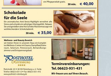 Bild zur News: Probieren Sie doch mal unsere Wellnessabteilung im Posthotel Rotenburg