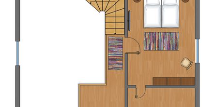 Bunter Grundriss des Berg-Chalets