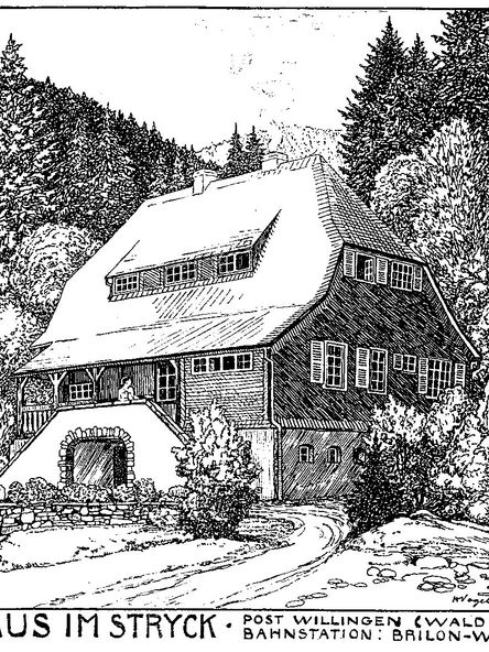 Schwarz-Weiß-Aufnahme des Haus am Stryck 
