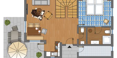 Bunter Grudriss des Premium Chalets