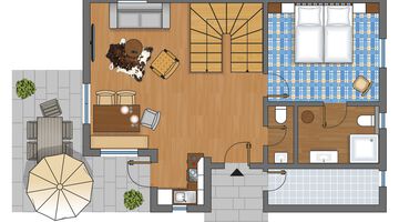 Bunter Grudriss des Premium Chalets