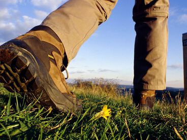 Wanderschuhe auf einer Wiese in Bad Wildungen